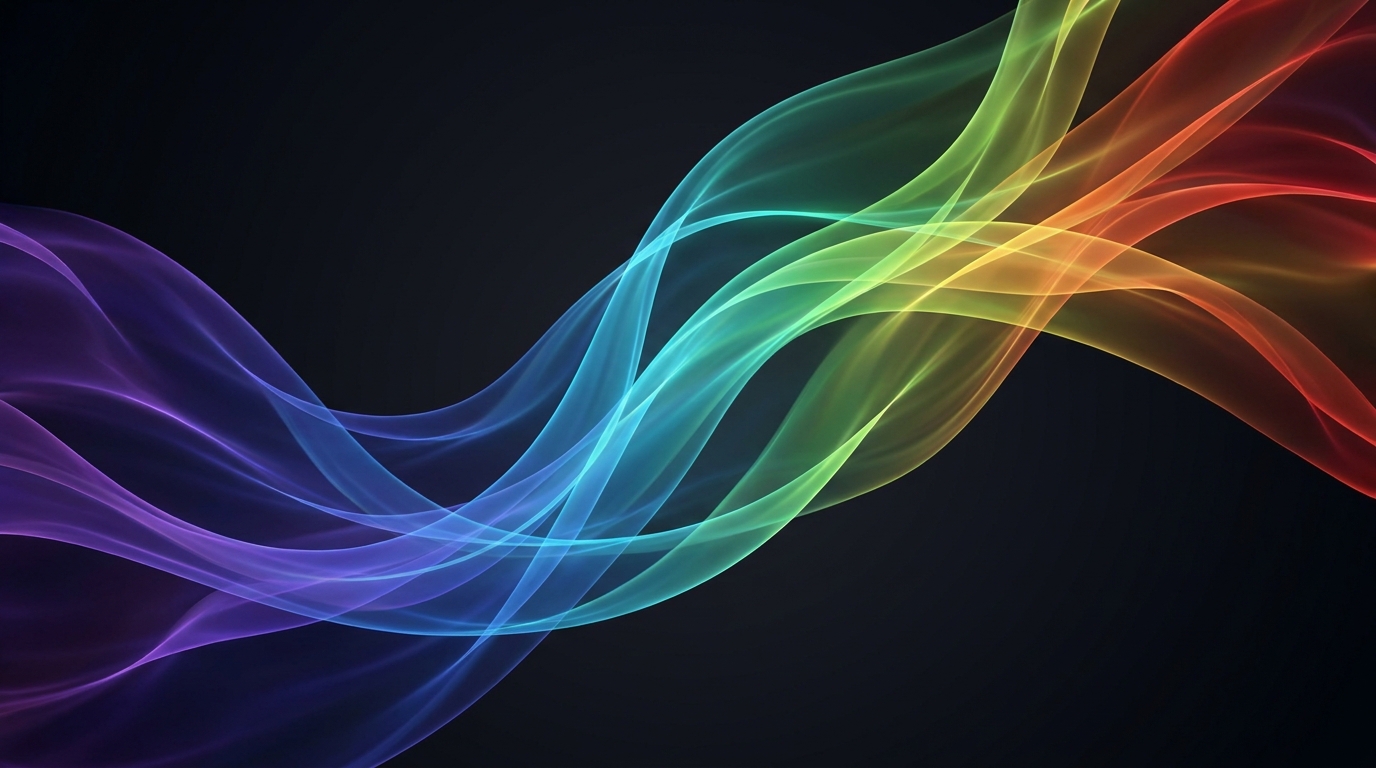 Abstract ribbons of visible-spectrum color