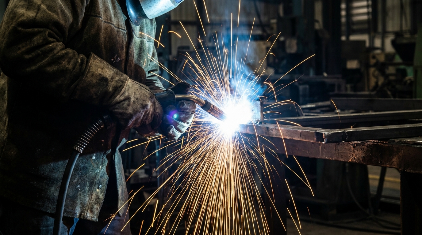An industrial arc welder mid-operation. The actual reference source for the Blue Light Hazard standard.